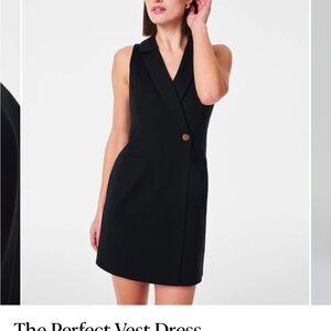 Black Vest Dress with Button Detail